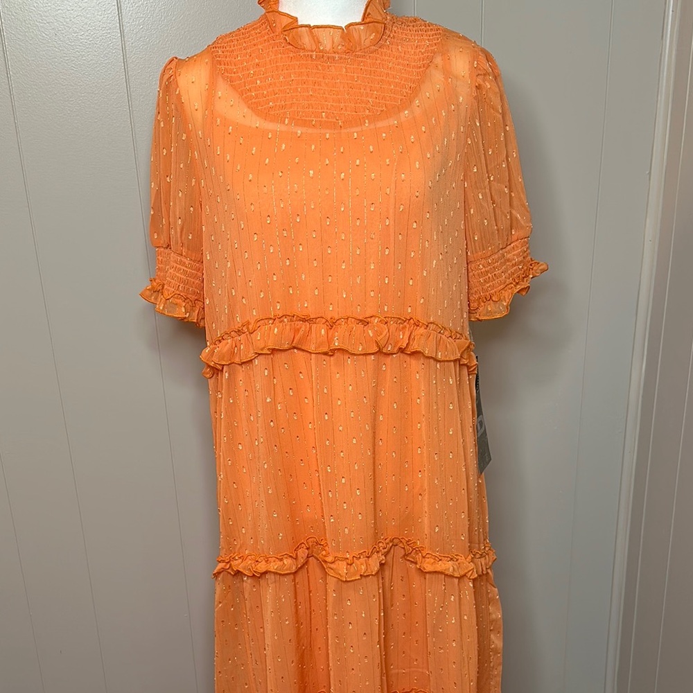 NWT Double D Ranch Orange Ruffle Smocked Maxi Dress - Picture 4 of 15
